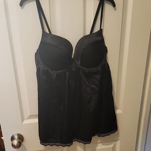 Black Chemise with Sleek Silhouette and Soft Fabric